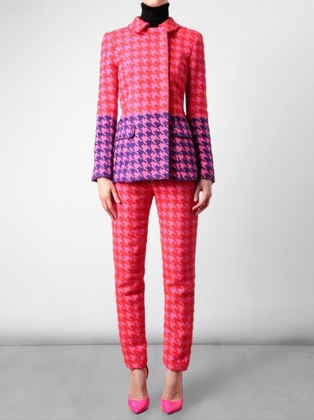 House Of Holland Boucle Houndstooth Jacket in Pink | Lyst