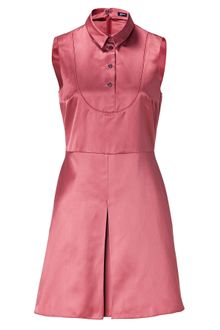 Jil Sander Navy Rosewood Sleeveless Silk Satin Dress - Lyst