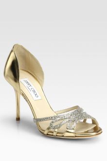 Jimmy Choo Mocha Glitter Metallic Leather Sandals - Lyst