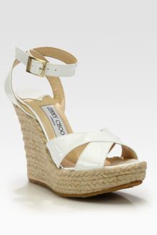 Jimmy Choo Paisley Patent Leather Espadrille Wedge Sandals - Lyst