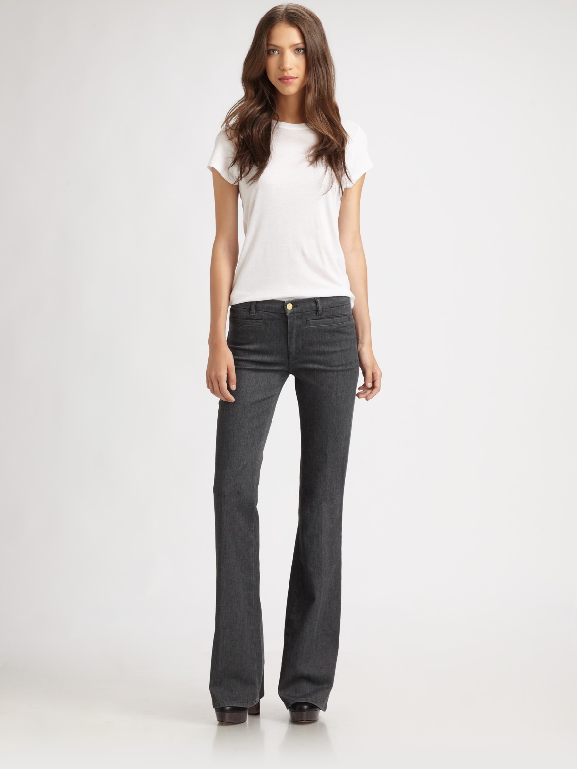 Mih Jeans Flare Pants in Gray (grey) Lyst