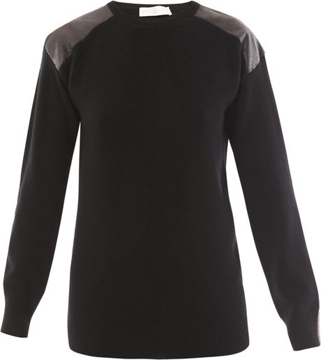 Stella Mccartney Wool Long Sleeve Jumper in Black - Lyst