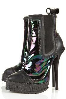 Topshop Unique Metallic Petrol Boots - Lyst