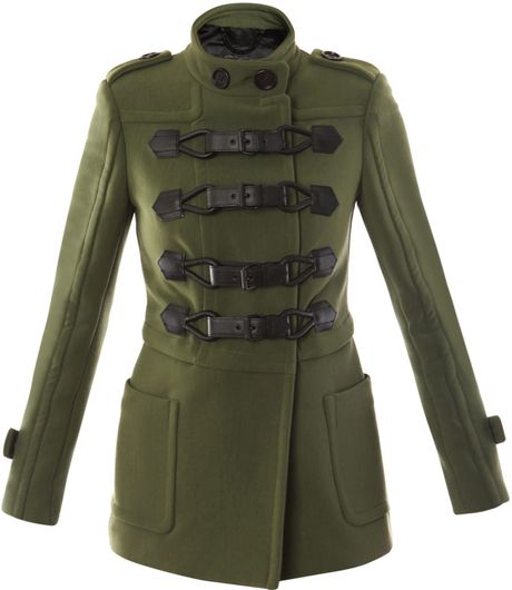 Burberry Prorsum Bonded Technical Stitch Duffle Coat in Green - Lyst