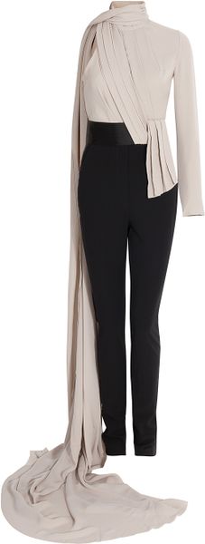 Elie Saab Sl Jumpsuit in Beige (black) - Lyst