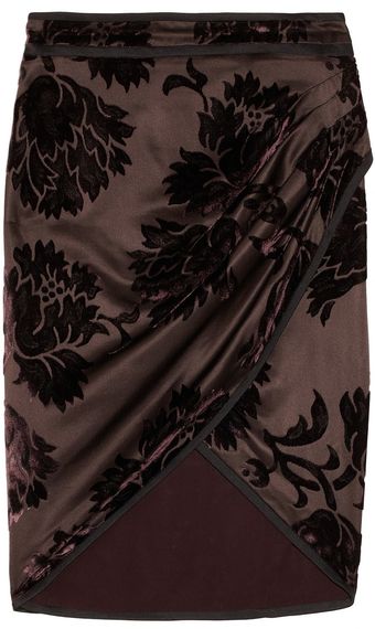 Gucci Velvet Patterned Brushed Silk Blend Satin Wrap Skirt - Lyst