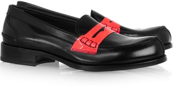 Jil Sander Leather and Patent Neon Penny Loafers - Lyst