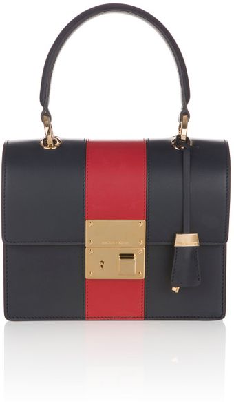 Michael Kors Accessories  Navy and Crimson Middleton Square Flap Stripe Bag - Lyst