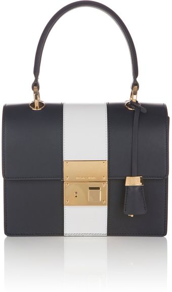Michael Kors Accessories Ss Navy and White Middleton Square Flap Stripe Bag - Lyst
