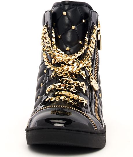 Michael Kors Chainlace Quilted Hightop in Gold (black) - Lyst
