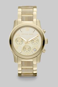 Michael Kors Runway Goldtone and Faux Horn Chronograph Bracelet Watch - Lyst