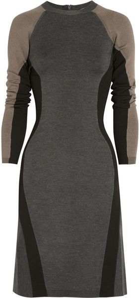 Stella Mccartney Tough Cuts Paneled Stretch Knit Dress in Gray - Lyst