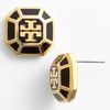 Tory Burch Rylan Logo Small Stud Earrings in Gold (black/ gold) - Lyst