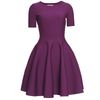 Yves Saint Laurent Flared Dress with Puckered Trim in Purple (eggplant) - Lyst