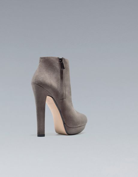 low heel gray boots