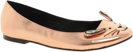 Asos Asos Little Miss Metallic Ballet Flats in Pink (bronze) - Lyst
