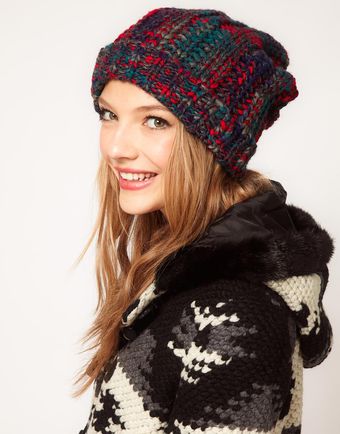 Asos Chunky Mixed Knit Boyfriend Beanie - Lyst