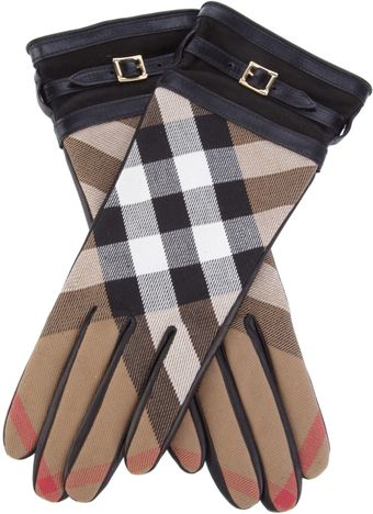 Burberry Checked Glove - Lyst