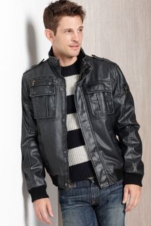Calvin Klein Faux Leather Sherpa Lined Bomber Jacket - Lyst