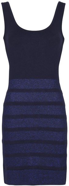 Mango Metallic Stripes Knit Dress - Lyst