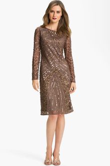 Patra Embellished Sheer Sleeve Mesh Dress - Lyst