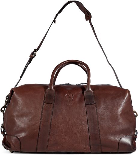 Ralph Lauren Brown Leather Overnight Duffle Bag in Brown for Men | Lyst