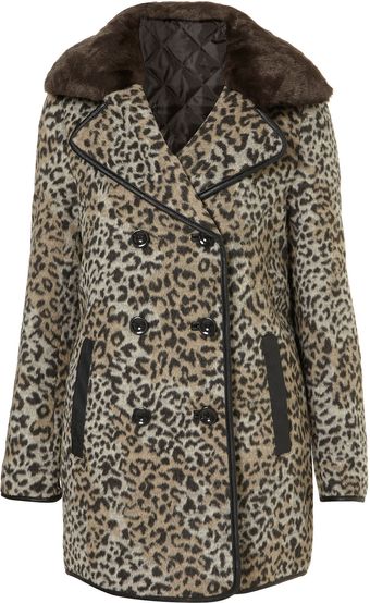 Topshop Karin Leopard Wool Jacket - Lyst