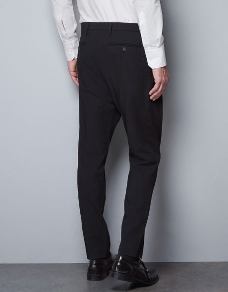 Zara Wide Harem Pants in Black for Men | Lyst