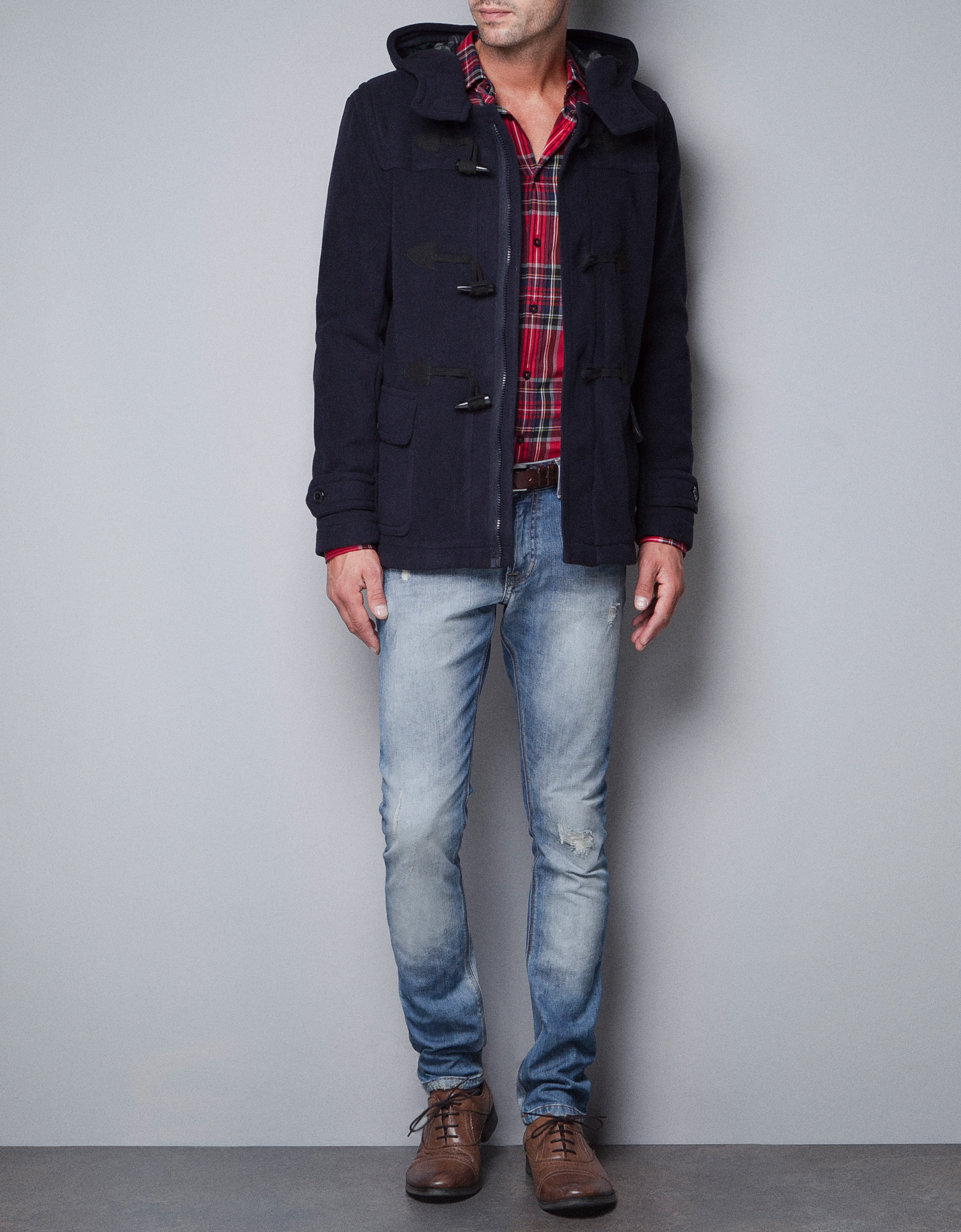 Zara Fleece Duffle Coat in Blue for Men (navy) Lyst