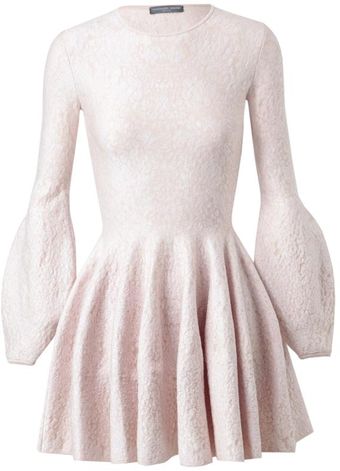 Alexander McQueen Floral Brocade Silk Wool Knit Dress - Lyst
