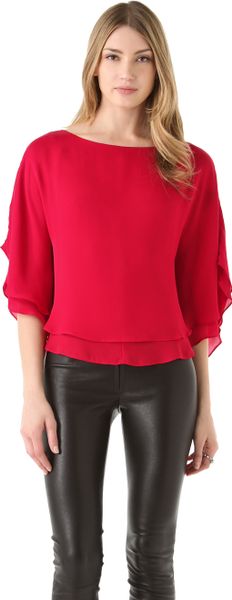 Alice + Olivia Hampton Dolman Sleeve Top in Red - Lyst