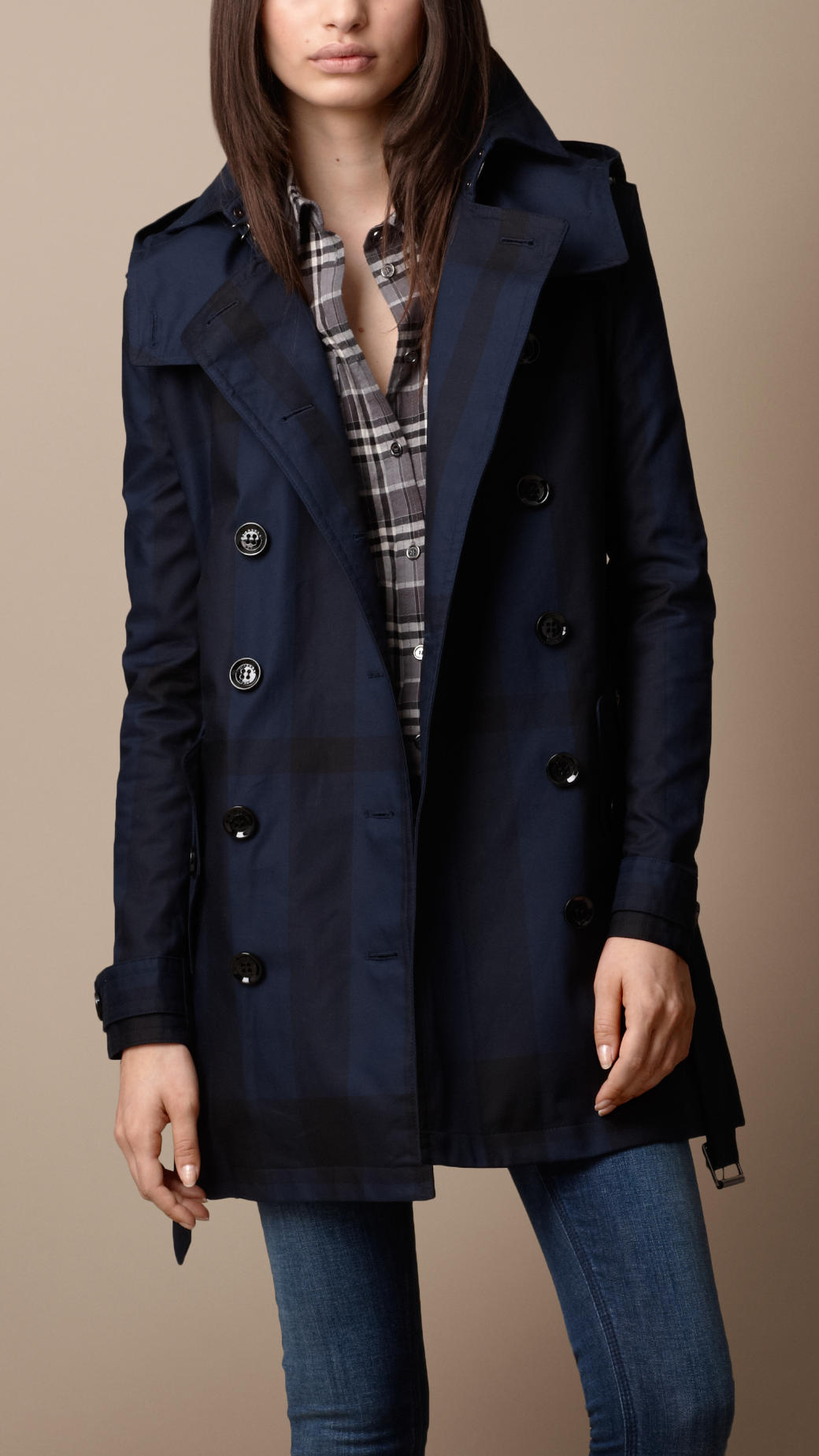 burberry navy blue trench coat