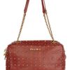Miu Miu Studded Leather Shoulder Bag in Brown (red) - Lyst