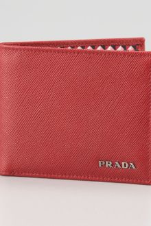 Prada Saffiano Bifold Wallet Red - Lyst