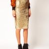 River Island Tula Baroque Velvet Pencil Skirt in Animal (gold) - Lyst
