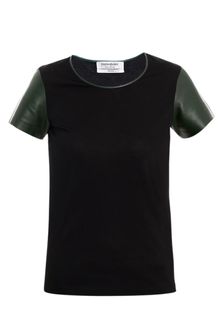Yves Saint Laurent Leather and Jersey Top - Lyst