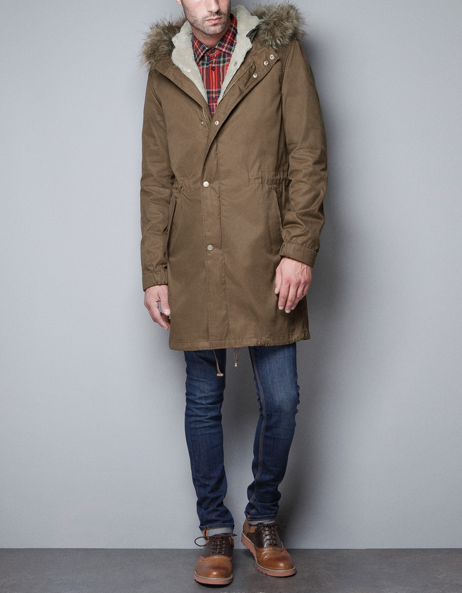 Zara Coat with Fur Collar in Brown for Men (not available) | Lyst