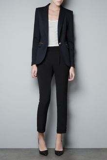 Zara Ponte Di Roma Blazer with Elbow Patches - Lyst