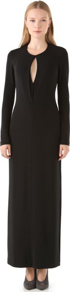 Calvin Klein Long Sleeve Jersey Gown in Black - Lyst