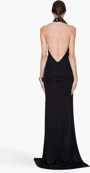 Balmain Long Black Backless Side Slit Dress in Black