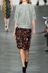 Derek Lam Laser-Cut Foil Paillette Skirt