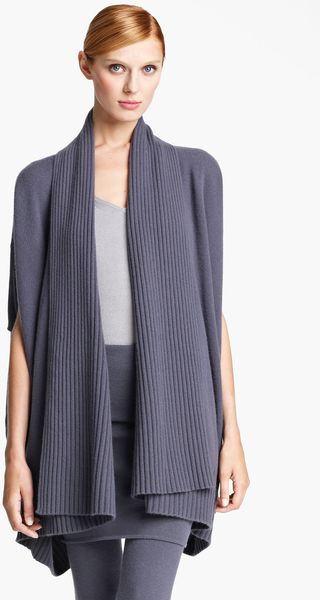 Donna Karan New York Collection Draped Cashmere Cardigan in Gray (geode) - Lyst