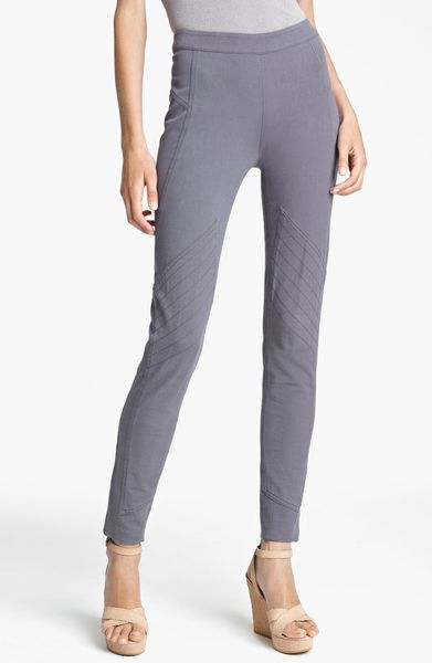 Donna Karan New York Collection Skinny Sueded Stretch Cotton Pants in Gray (graphite) - Lyst