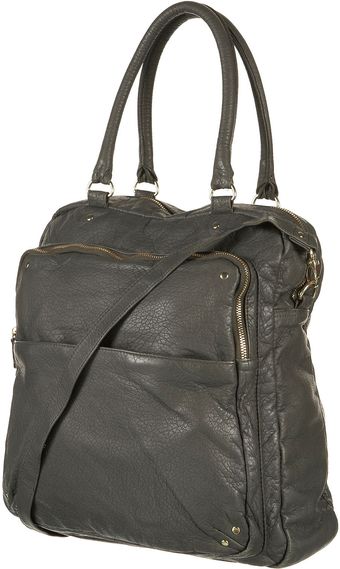 Topshop Washed Pu Multi Zip Tote - Lyst