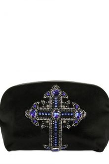Versace Jeweled Cross Cotton Velvet Clutch - Lyst