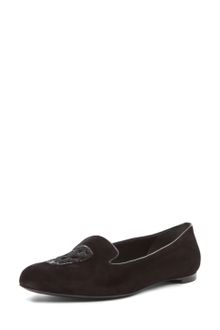 Alexander McQueen Daim Velour Skull Flat  - Lyst