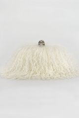  Mongolian Shearling Skullclasp Clutch Bag