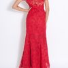 Marchesa Bateau Neck Lace Gown in Purple - Lyst