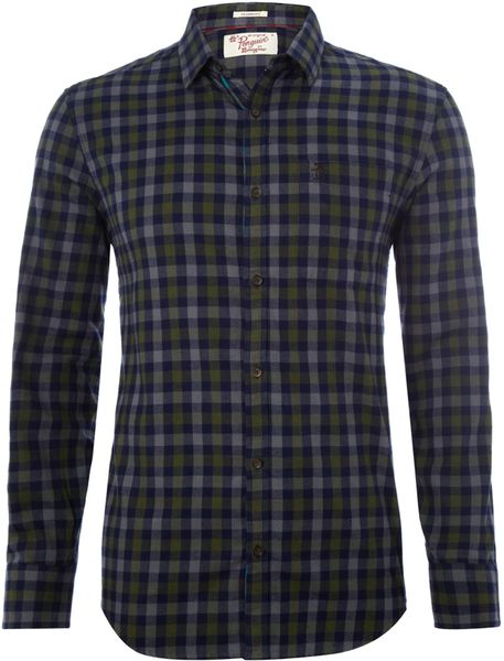 Original Penguin Long Sleeve Flannel Check Shirt in Blue for Men (green) - Lyst