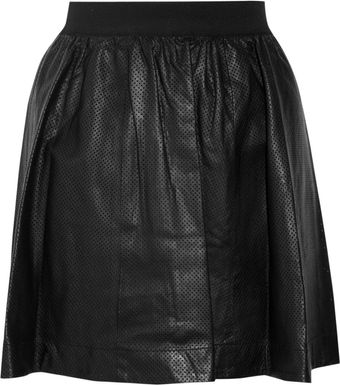 Rebecca Taylor Perforated Leather Mini Skirt - Lyst